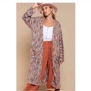 Pol Multicolored Bohemian Long Open-Front Cardigan Sweater Size Large